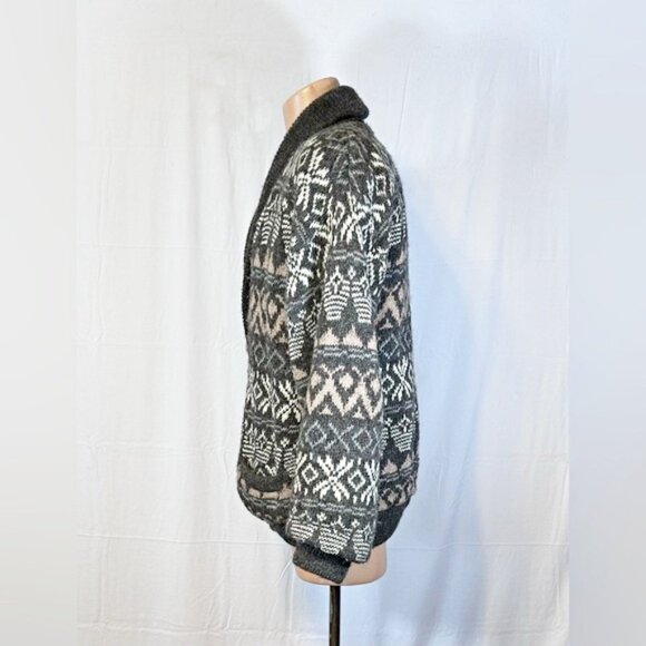 Vintage Tundra Mens Grey 100% Pure Virgin Wool Cardigan Sweater Jacket~L~ - Picture 3 of 6